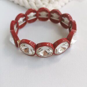 Roxanne Assoulin Hip Hop But Not Gold Red Clear Crystal Bracelet